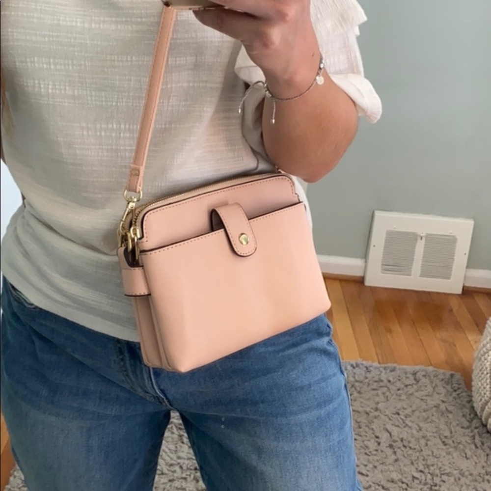 Nude Pink Crossbody Faux Leather